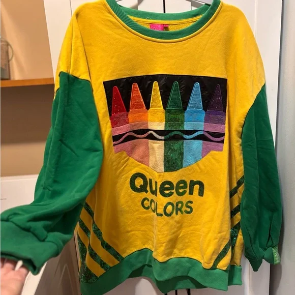 Queen of sparkles Queen Colors Rainbow Crayon Graphic Sweatshirt - Picture 2 of 13